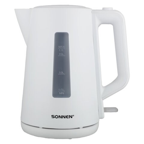 Чайник электрический SONNEN KT-1303, 1,7 л, 2200 Вт, пластик, белый, 456374 456374