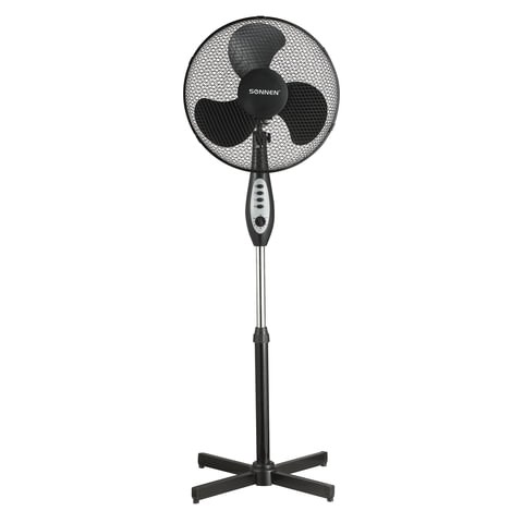 Вентилятор напольный SONNEN FS40-A55, d=40 см, 45 Вт, 3 скоростных режима, таймер, черный, 451035 451035