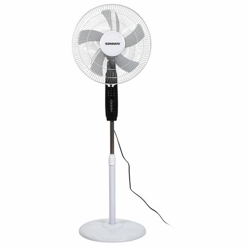Вентилятор напольный, 3 режима, пульт ДУ, SONNEN TF-45W-40-520, d=40 см, 45 Вт, белый, 454788, FS-40-520 454788
