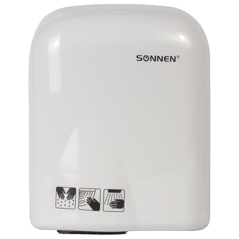 Сушилка для рук SONNEN HD-165, 1650 Вт, пластиковый корпус, белая, 604191 604191