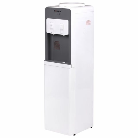 Кулер для воды SONNEN FSC-02BA, напольный, НАГРЕВ/ОХЛАЖДЕНИЕ КОМПРЕССОР, шкаф, 2 крана, серый, 455416 455416