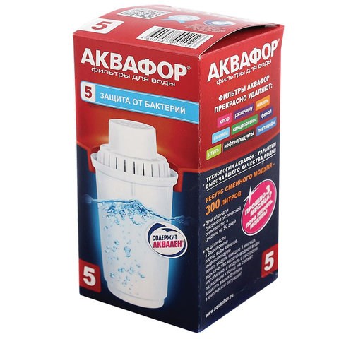 Сменная кассета АКВАФОР "В5", защита от бактерий, для фильтров АКВАФОР, 203452 605407