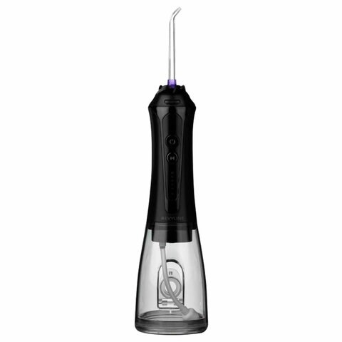 Ирригатор для полости рта REVYLINE RL 450 New, портативный, емкость резервуара 0,3 л, 5 насадок, черный, 7993 457240