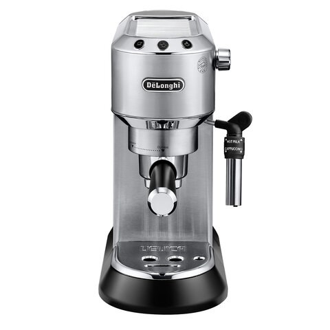 Кофеварка рожковая DELONGHI Dedica EC685.M, 1350 Вт, объем 1,1 л, ручной капучинатор, металлик 456516
