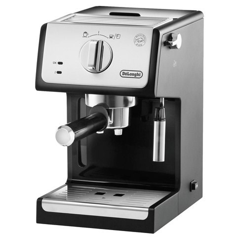 Кофеварка рожковая DELONGHI ECP 33.21/BK, 1100 Вт, объем 1 л, ручной капучинатор, черная, ECP33.21/BK 453276