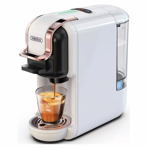 Кофемашина капсульная 5 в 1 NES/DG/чалды/молотый/K-Cup HIBREW H2B, 1450 Вт, объем 0,6 л, белая, 37194, AC-514K White 456782