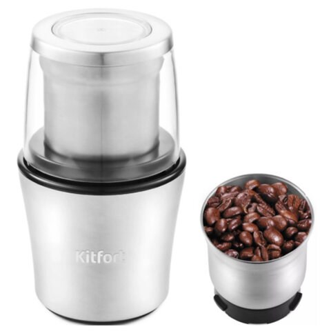 Кофемолка KITFORT КТ-1329, 200 Вт, вместимость 70 г, металл, серебристая 455963