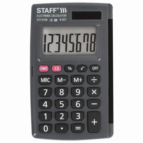 Калькулятор карманный STAFF STF-6248 (104х63 мм), 8 разрядов, двойное питание, 250284 250284