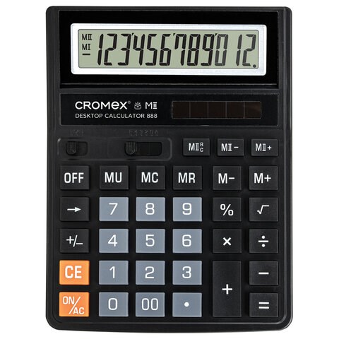 Калькулятор настольный CROMEX 888 (185x145 мм), 12 разрядов, ЧЕРНЫЙ, 271728 271728