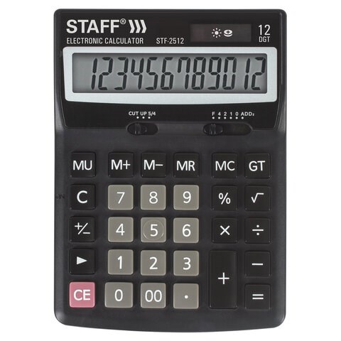 Калькулятор настольный STAFF STF-2512 (170х125 мм), 12 разрядов, двойное питание, 250136 250136