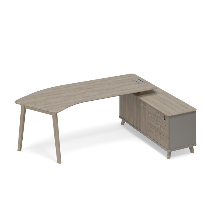 Стол руководителя эргономичный на тумбе правый (тип 5) WOOD 209288