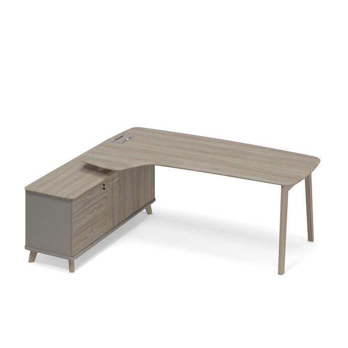 Стол эргономичный на опорной тумбе левый (тип 4) WOOD 209283