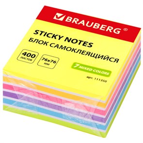 {{photo.Alt || photo.Description || 'Блок самоклеящийся (стикеры) BRAUBERG НЕОНОВЫЙ 76х76 мм, 400 листов, 7 цветов, 111350'}}