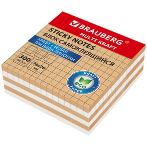 {{photo.Alt || photo.Description || 'Блок самоклеящийся крафтовый (стикеры) BRAUBERG, MULTI KRAFT 76х76 мм, 300 листов, 115209'}}