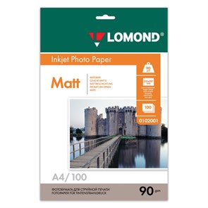 {{photo.Alt || photo.Description || 'Фотобумага матовая, A4, 90 г/м2, односторонняя, 100 листов, LOMOND, 0102001'}}