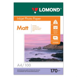 {{photo.Alt || photo.Description || 'Фотобумага матовая, А4, 170 г/м2, двусторонняя, 100 листов, LOMOND, 0102006'}}