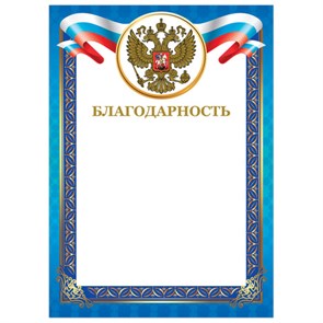 {{photo.Alt || photo.Description || 'Грамота "Благодарность", А4, мелованный картон, конгрев, тиснение фольгой, синяя рамка, BRAUBERG, 128345'}}