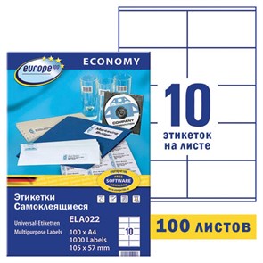 {{photo.Alt || photo.Description || 'Этикетка самоклеящаяся 105х57 мм, 10 этикеток, белая, 70 г/м2, 100 л., Avery, Европа-100, ELA022'}}
