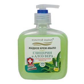 {{photo.Alt || photo.Description || 'Мыло-крем жидкое 300 г ЗОЛОТОЙ ИДЕАЛ "Глицерин и алоэ вера",с антибактериальным эффектом, дозатор, 606412'}}