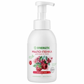 Мыло-пенка гипоаллергенное для рук и тела 500 мл, SYNERGETIC "Ягодный мусс", дозатор, 105006 609920