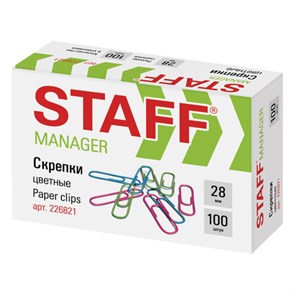 {{photo.Alt || photo.Description || 'Скрепки STAFF "Manager", 28 мм, цветные, 100 шт., в картонной коробке, 226821'}}