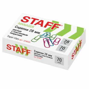{{photo.Alt || photo.Description || 'Скрепки STAFF "Manager", 28 мм, цветные, 70 шт., в картонной коробке, Россия, 224630'}}