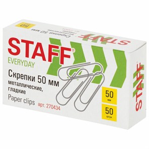 {{photo.Alt || photo.Description || 'Скрепки большие 50 мм гладкие 50 шт., STAFF "EVERYDAY", металлические, РОССИЯ, 270434'}}