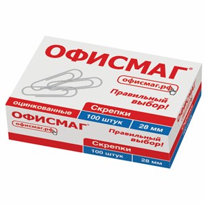 {{photo.Alt || photo.Description || 'Скрепки ОФИСМАГ, 28 мм, оцинкованные, 100 шт., в картонной коробке, 227582'}}