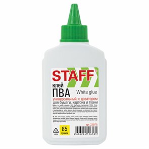 {{photo.Alt || photo.Description || 'Клей ПВА STAFF EVERYDAY, 85 г, с дозатором, 225175'}}