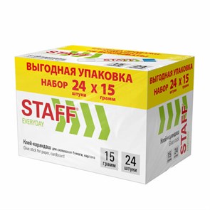 {{photo.Alt || photo.Description || 'Клей-карандаш 15 г, ВЫГОДНАЯ УПАКОВКА, КОМПЛЕКТ 24 ШТУКИ, STAFF EVERYDAY, 273017'}}