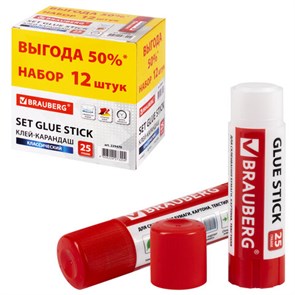 {{photo.Alt || photo.Description || 'Клей-карандаш 25 г ВЫГОДНАЯ УПАКОВКА, КОМПЛЕКТ 12 штук, BRAUBERG, 229470'}}