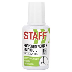 {{photo.Alt || photo.Description || 'Корректирующая жидкость STAFF "Basic", быстросохнущая, 15 мл, с кисточкой, 226055'}}