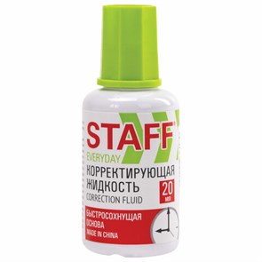 {{photo.Alt || photo.Description || 'Корректирующая жидкость STAFF "EVERYDAY" быстросохнущая, 20 мл, с кисточкой, 228625'}}