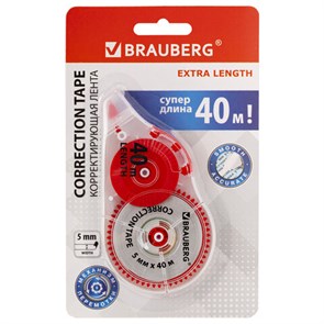 {{photo.Alt || photo.Description || 'Корректирующая лента BRAUBERG EXTRA LENGTH, 5 мм х 40 м, механизм перемотки, корпус прозрачный, блистер, 272502'}}