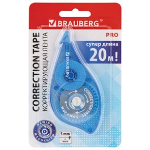{{photo.Alt || photo.Description || 'Корректирующая лента BRAUBERG PRO, 5 мм х 20 м, механизм перемотки, корпус синий, блистер, 272492'}}