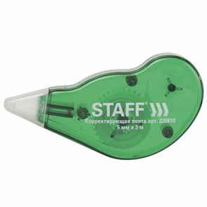 {{photo.Alt || photo.Description || 'Корректирующая лента STAFF EVERYDAY, 5 мм х 3 м, корпус зеленый, механизм перемотки, блистер, 226810'}}
