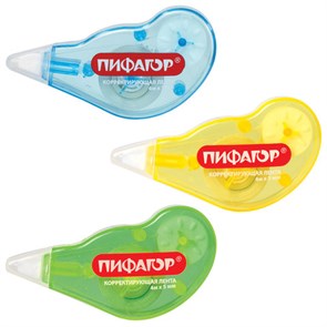 {{photo.Alt || photo.Description || 'Корректирующая лента ПИФАГОР, 5 мм х 4 м, корпус ассорти, механизм перемотки, блистер, 227803'}}