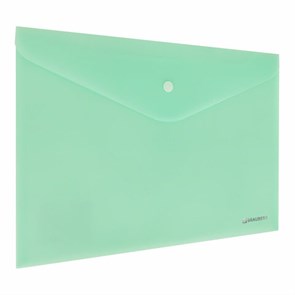 {{photo.Alt || photo.Description || 'Папка-конверт с кнопкой BRAUBERG "Pastel", А4, матовая непрозрачная, мятная, ПРОЧНАЯ 0,2 мм, 272883'}}