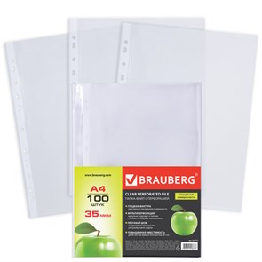 {{photo.Alt || photo.Description || 'Папки-файлы перфорированные А4 BRAUBERG "PREMIUM", комплект 100 шт., гладкие, "Яблоко", 35 мкм, 221710'}}