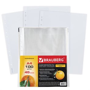 {{photo.Alt || photo.Description || 'Папки-файлы перфорированные А4 BRAUBERG "PREMIUM", КОМПЛЕКТ 100 шт., матовые, 45 мкм, 221713'}}