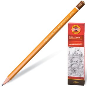 Карандаш чернографитный KOH-I-NOOR 1500, 1 шт., 5H, корпус желтый, заточенный, 150005H01170 180481