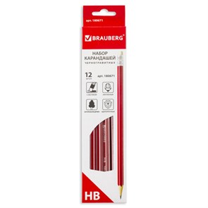 {{photo.Alt || photo.Description || 'Карандаши чернографитные BRAUBERG НАБОР 12 шт., "ZTX", HB, с резинкой, красный корпус, картонная упаковка, 180671'}}