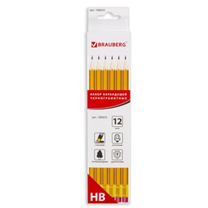 {{photo.Alt || photo.Description || 'Карандаши чернографитные простые с ластиком HB, ВЫГОДНАЯ УПАКОВКА КОМПЛЕКТ 12 штук, BRAUBERG, 180635'}}