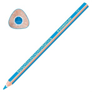 Карандаш цветной утолщенный STAEDTLER "Noris club", 1 шт., трехгранный, грифель 4 мм, голубой, натуральное дерево, 1284-30 181210