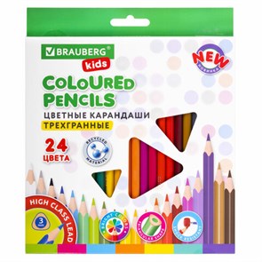 {{photo.Alt || photo.Description || 'Карандаши цветные BRAUBERG KIDS NEW, 24 цвета, трехгранные, грифель 3 мм, 182002'}}
