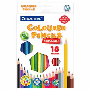 {{photo.Alt || photo.Description || 'Карандаши цветные BRAUBERG PREMIUM, 18 цветов, шестигранные, грифель 3 мм, 181667'}}