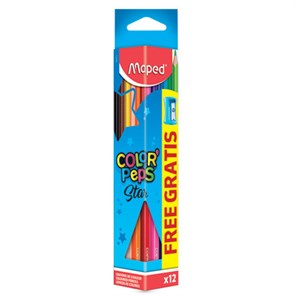 {{photo.Alt || photo.Description || 'Карандаши цветные MAPED (Франция) "Color'Peps Star", 12 цветов + ТОЧИЛКА, трехгранные, грифель 3 мм, натуральное дерево,183213'}}