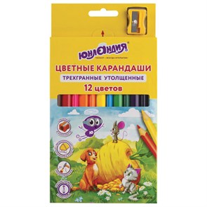 {{photo.Alt || photo.Description || 'Карандаши цветные утолщенные ЮНЛАНДИЯ "СКАЗОЧНЫЙ МИР", 12 цветов + ТОЧИЛКА, трехгранные, грифель 5 мм, натуральное дерево, 181370'}}