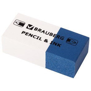{{photo.Alt || photo.Description || 'Ластик BRAUBERG "PENCIL &amp; INK", 39х18х12 мм, для ручки и карандаша, бело-синий, 229578'}}