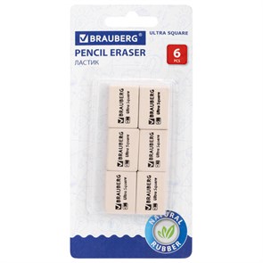 {{photo.Alt || photo.Description || 'Ластики BRAUBERG "Ultra Square" 6 шт., размер ластика 29х18х8 мм, белые, натуральный каучук, 229603'}}